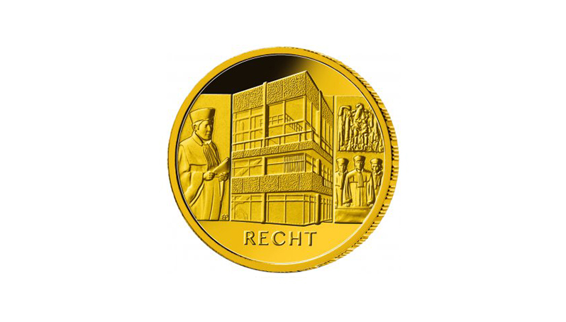 €100, gold, Justice / Columns of democracy